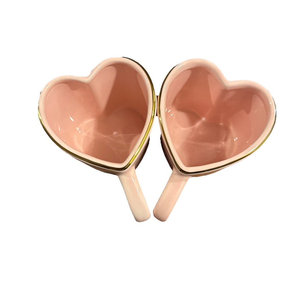 Figural Heart Shaped Novelty Mug 15.5oz Target Threshold Pink Gold SET of two